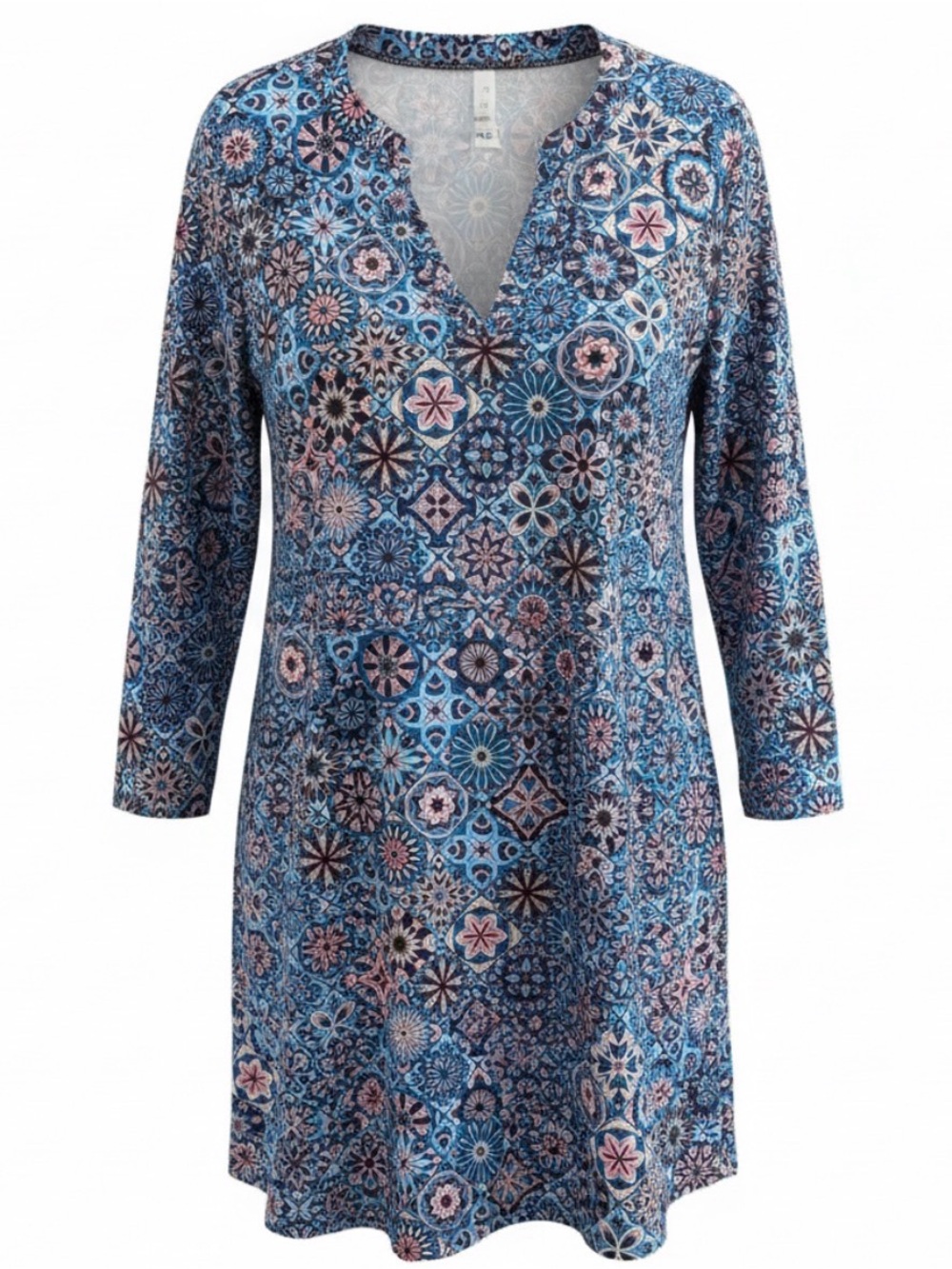 Women’s Blue Paisley Printed Tunic Style Dress